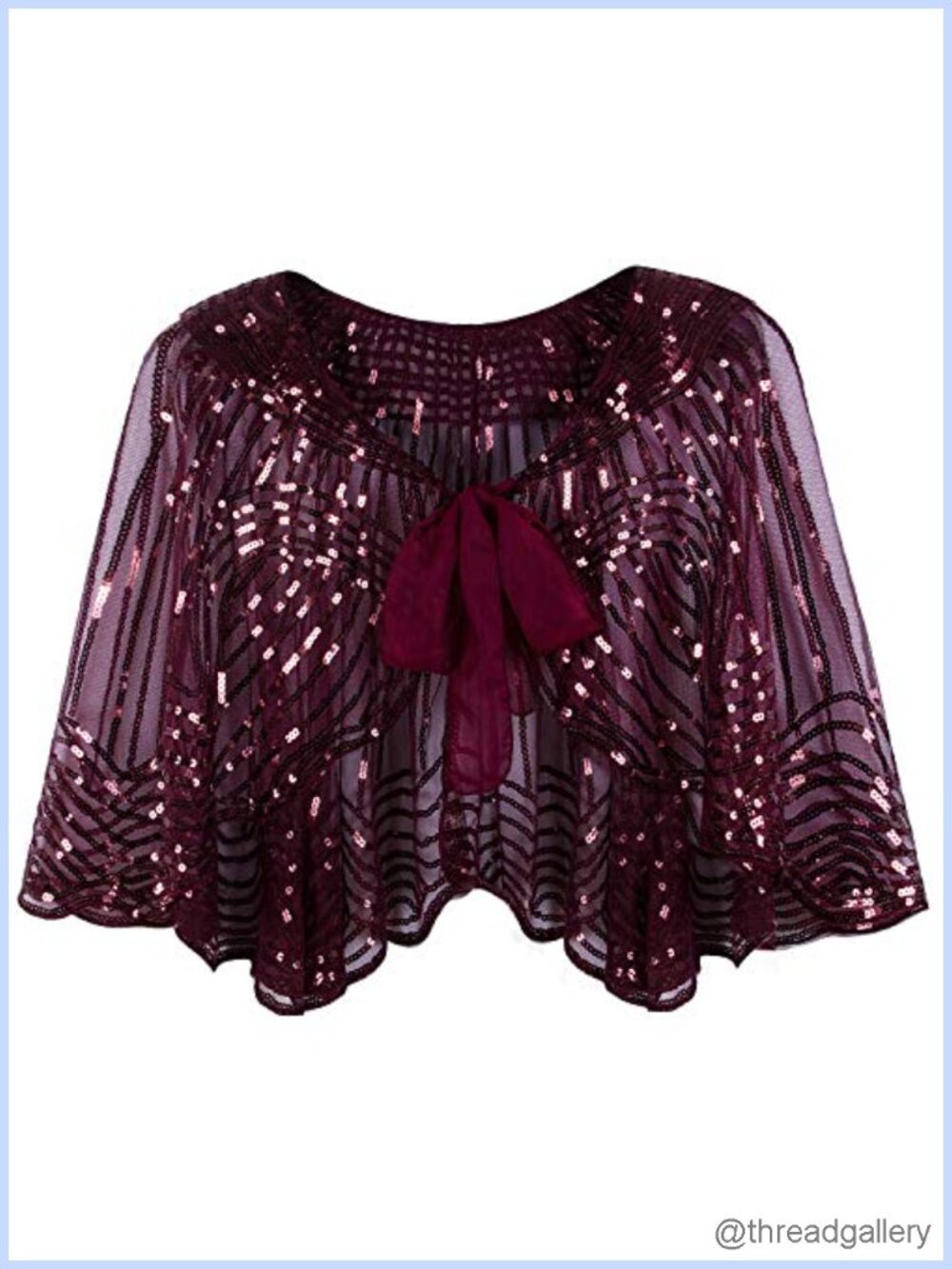 Vintage Sequin Embellished Capelet Bridal Shawl Flapper Bolero Cover Up